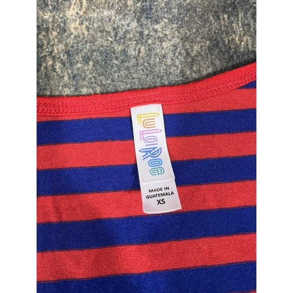 Women’s LuLaRoe Classic T! Size XS (Runs Big), Red Blue Stripe! - Picture 2 of 7